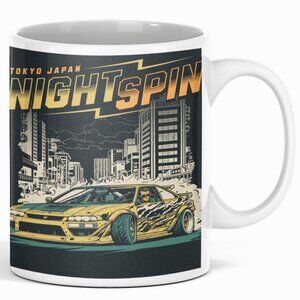 Tokyo Japan Street racing Night Spin Double-Sided Ceramic Coffee Mug